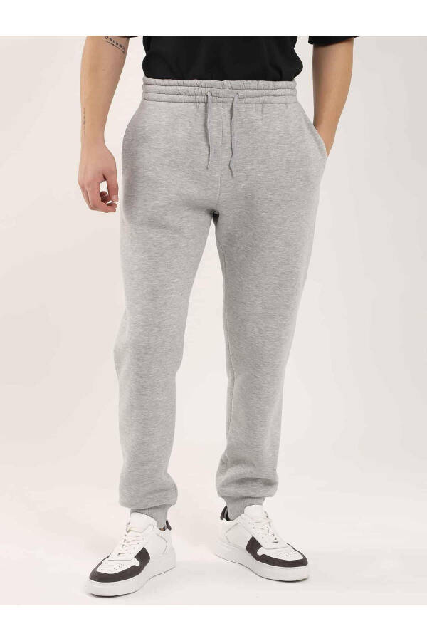 Grey Melange Men's Oversized Cotton Casual Sweatpants - 103772 - 9