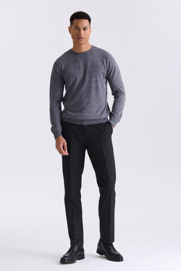 Grey Regular Fit Crew Neck Knit Sweater - 6