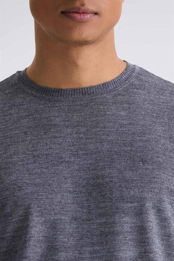 Grey Regular Fit Crew Neck Knit Sweater - 7