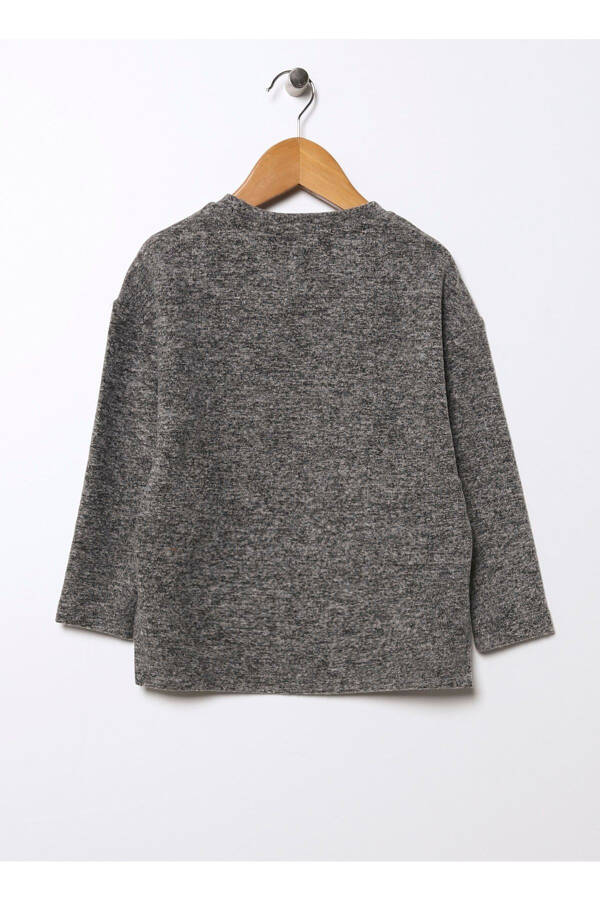 Grey, sequined, star patterned girl's turtleneck sweater - 2