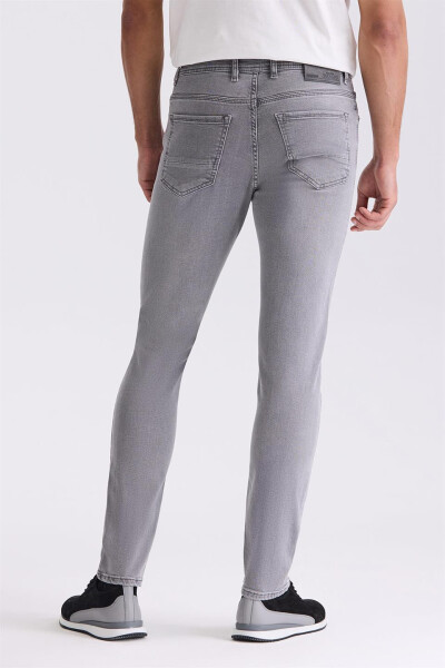 Grey Slim Fit Lycra Cotton Washed Jean Denim Pants - 4