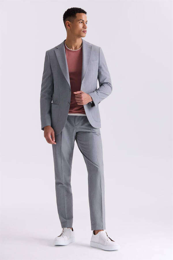 Grey Slim Fit Single-Breasted Sports Suit - 1