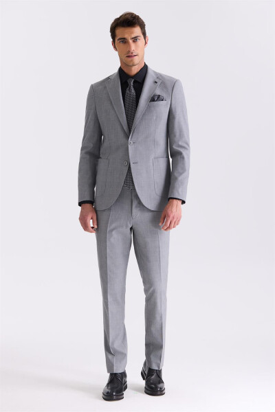 Grey Slim Fit Single Breasted Wool Suit - 1