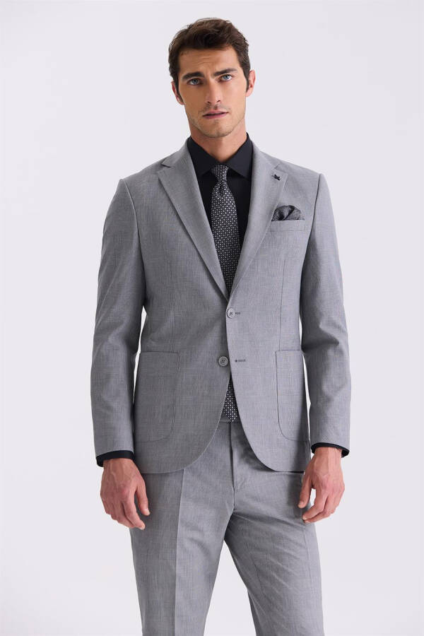 Grey Slim Fit Single Breasted Wool Suit - 2