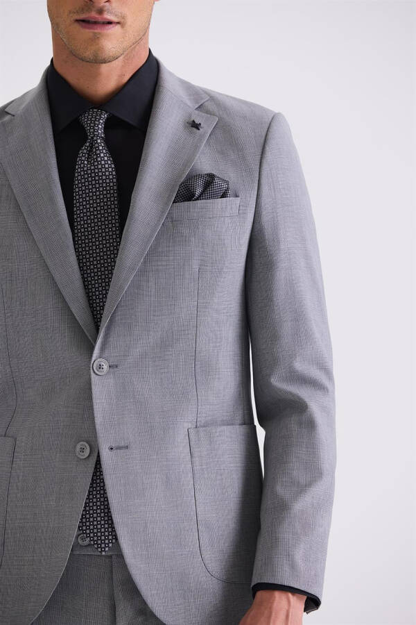 Grey Slim Fit Single Breasted Wool Suit - 3