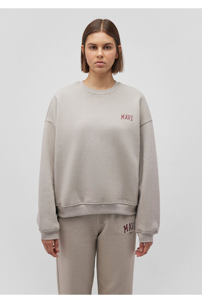 Grey Sweatshirt with Logo Print 1611600-70112 - 9