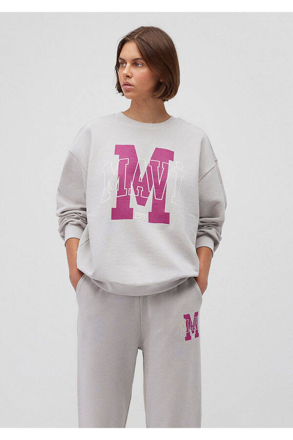 Grey Sweatshirt with Logo Print 1s10162-70074 - 1