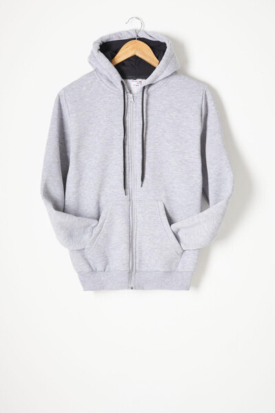 Grey Three-Thread Fleece Hooded Kids Sweater 16765 - 2