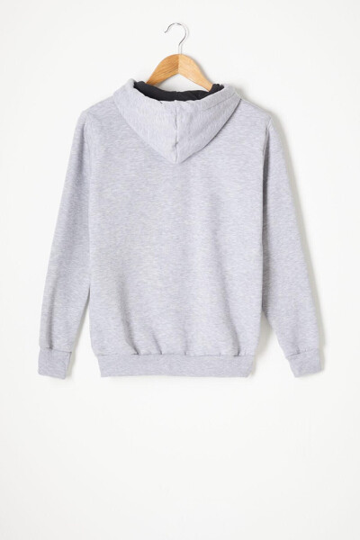 Grey Three-Thread Fleece Hooded Kids Sweater 16765 - 4