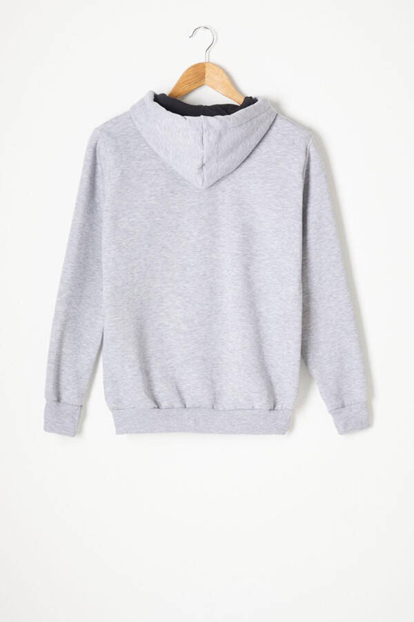 Grey Three-Thread Fleece Hooded Kids Sweater 16765 - 4