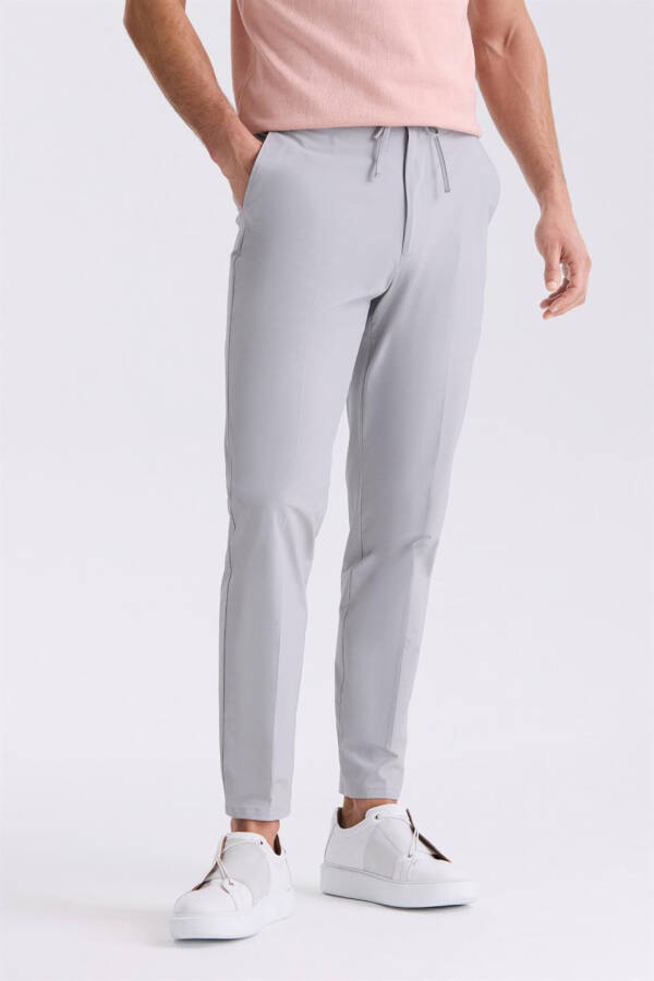 Gri Comfort Fit Beli Lastikli Spor Pantolon - 1