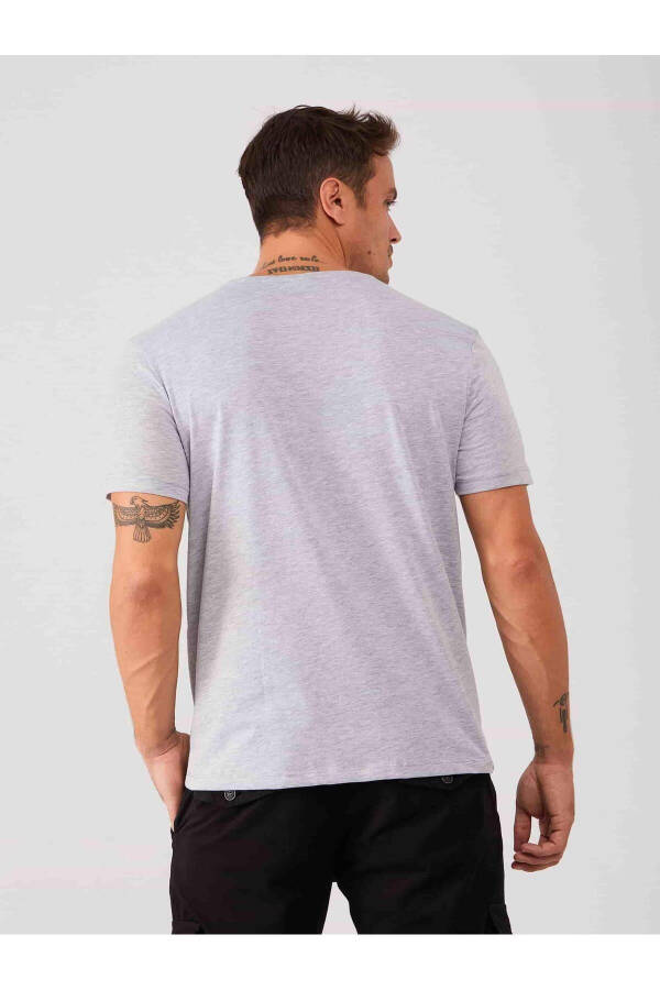 Gri Melanj Erkek Slim Fit Düz Bisiklet Yaka Tshirt - 70953 - 10