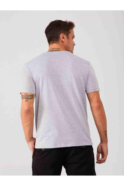 Gri Melanj Erkek Slim Fit Düz Bisiklet Yaka Tshirt - 70953 - 5