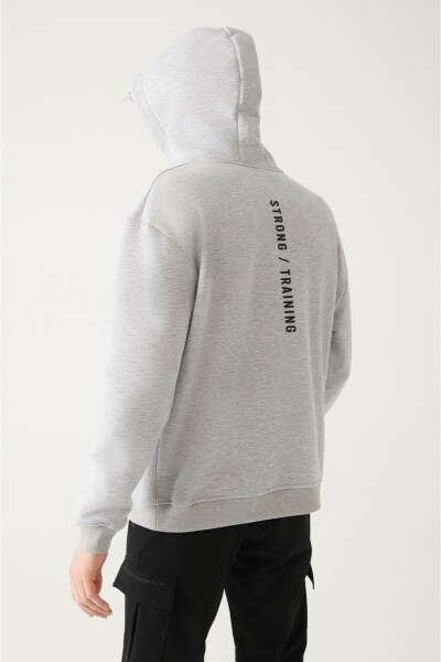 Gri Oversize Kapüşonlu Sweatshirt - 9