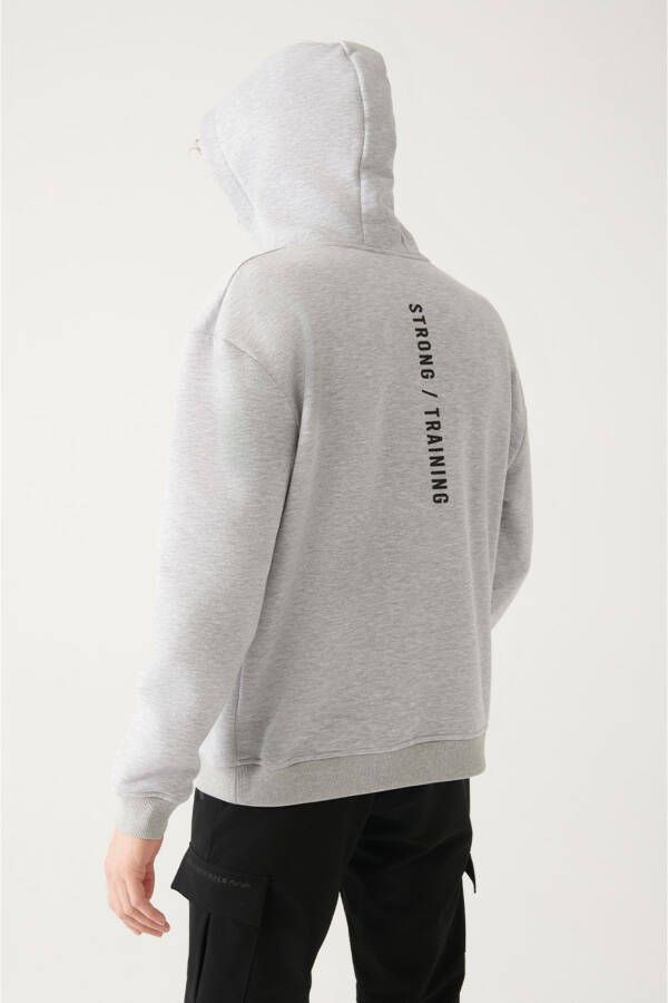 Gri Oversize Kapüşonlu Sweatshirt - 9