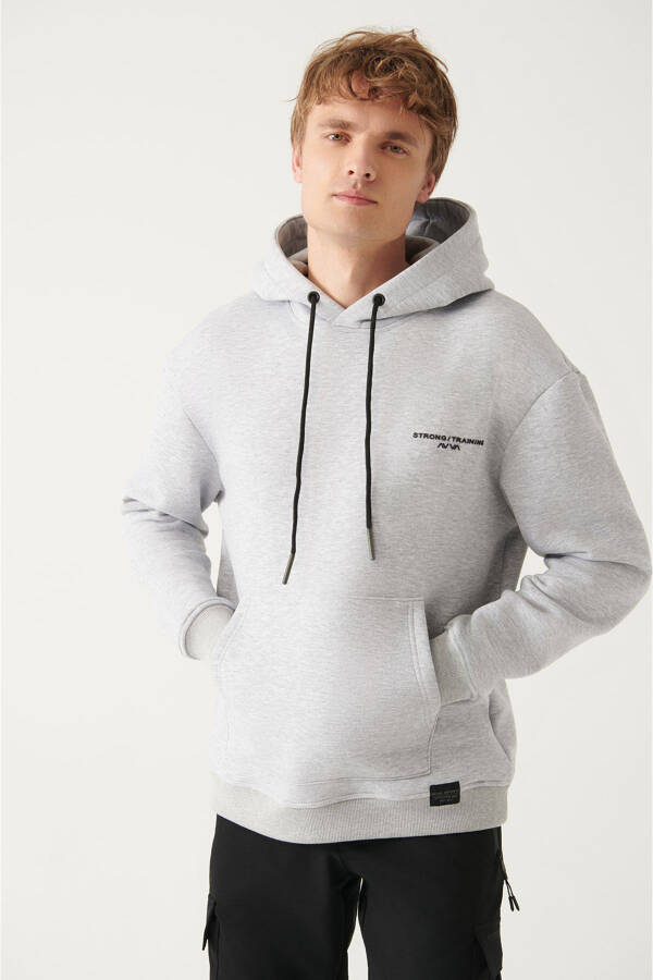 Gri Oversize Kapüşonlu Sweatshirt - 4