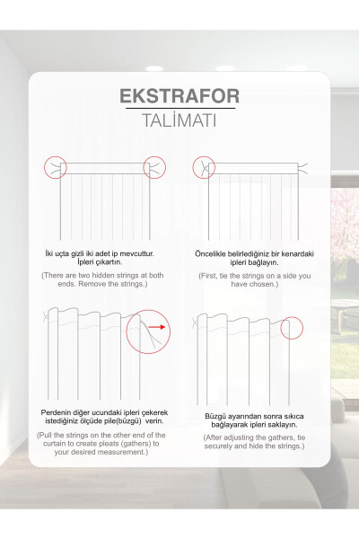 Gri Renk Keten Görünümlü Düz Tül Perde Ütü Istemez - 4