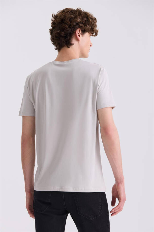 Gri Slim Fit Bisiklet Yaka T-Shirt - 4