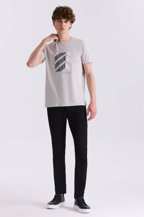 Gri Slim Fit Bisiklet Yaka T-Shirt - 2