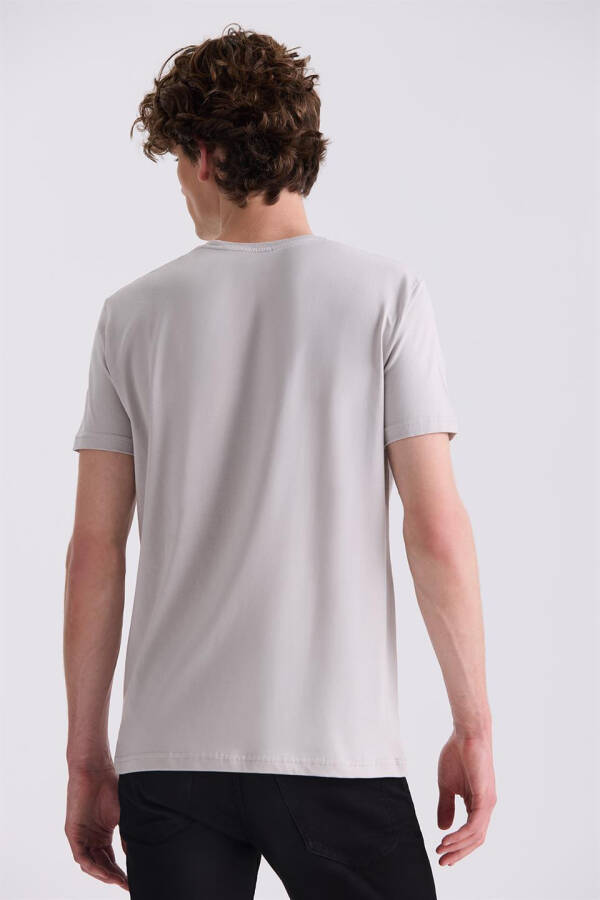 Gri Slim Fit Bisiklet Yaka T-Shirt - 4