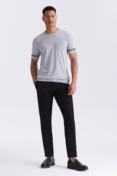 Gri Slim Fit Bisiklet Yaka T-Shirt - 2