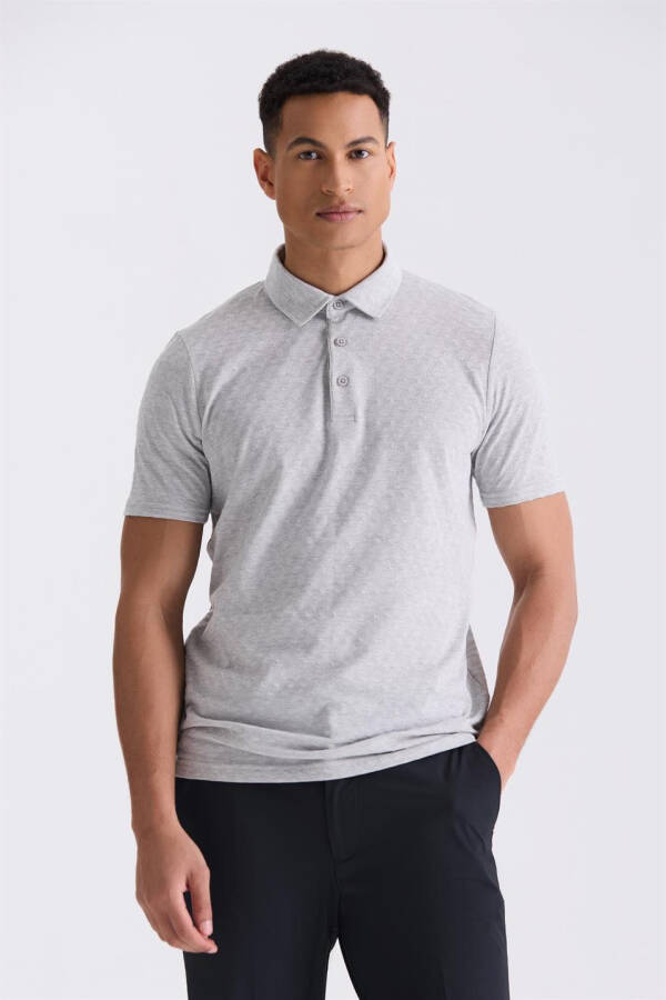 Gri Slim Fit Polo Yaka T-Shirt - 1