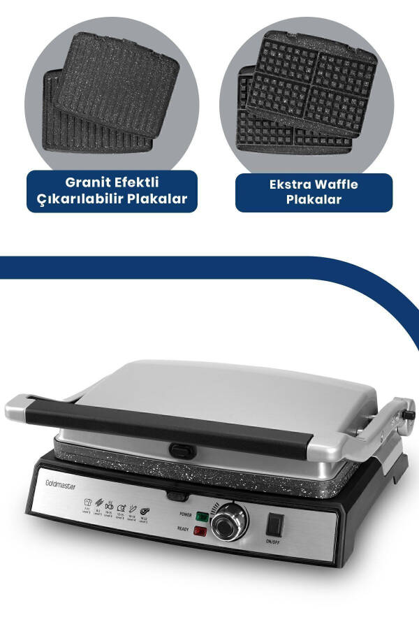 Grillart 2000Watt 3-in-1 Granite Removable Plate Waffle, Grill, Toaster - 38