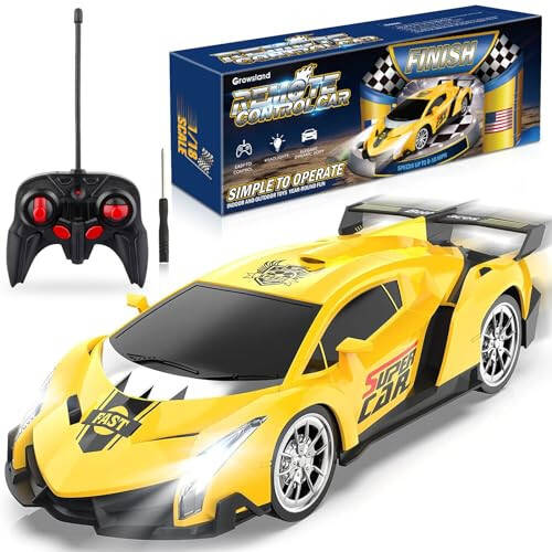 Growsland 2023 Remote Control Car, RC Cars for Kids 1:18 Electric Toy Car Hobby Racing Car Toys with Lights & Controller, Christmas Birthday Gift for 3 4 5 6 7 8 9 Year Old Boys Girls - 1