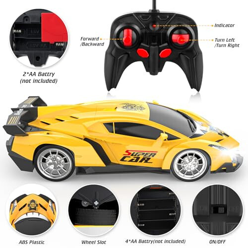 Growsland 2023 Remote Control Car, RC Cars for Kids 1:18 Electric Toy Car Hobby Racing Car Toys with Lights & Controller, Christmas Birthday Gift for 3 4 5 6 7 8 9 Year Old Boys Girls - 3