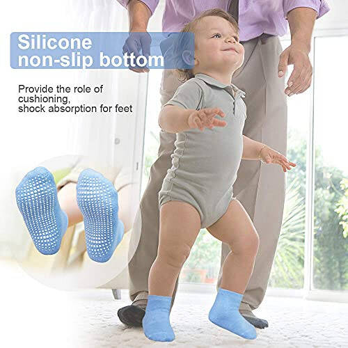 GRPSKCOS Baby Socks Boys Girls, 12 Pairs Non Slip Socks Anti Skid Sticky Cotton Socks for 0-5 Years Infant Toddler Kids - 26