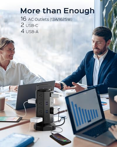 Güç Şeridi Kule Dalgalanma Korumalı, JACKYLED 16 Çıkışlı 6 USB (2 USB C) Şarj İstasyonu, Çoklu Çıkışlı Uzunlaştırma Kablosu, 1050J 1625W/13A Priz Uzatma Kablosu 6.5ft Ev Ofis İçin - 2