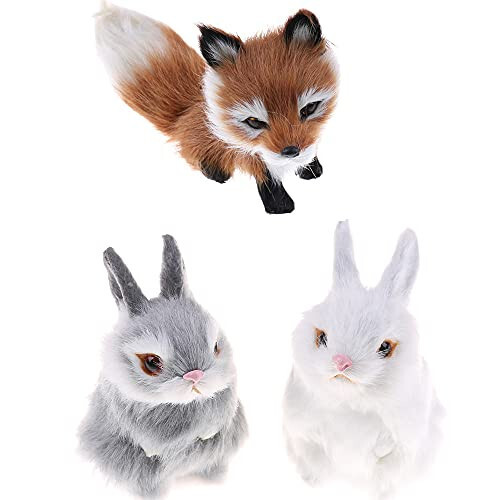 GUDVES Mini Realistic Cute Plush Rabbits Fur Lifelike Animal Easter Bunny Simulation Toy Model Gift Miniatures Decorations (Rabbit Plush Toys) - 2