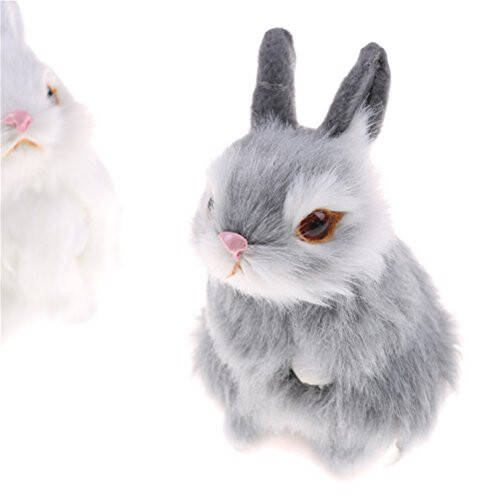 GUDVES Mini Realistic Cute Plush Rabbits Fur Lifelike Animal Easter Bunny Simulation Toy Model Gift Miniatures Decorations (Rabbit Plush Toys) - 3