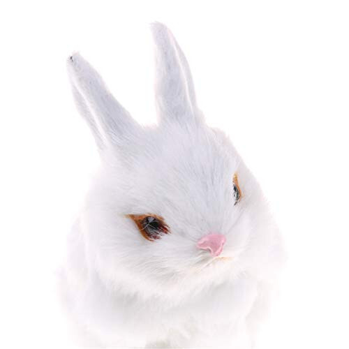 GUDVES Mini Realistic Cute Plush Rabbits Fur Lifelike Animal Easter Bunny Simulation Toy Model Gift Miniatures Decorations (Rabbit Plush Toys) - 7