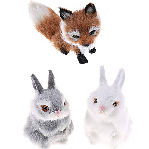 GUDVES Mini Realistik Sevimli Plush Quyonlar Mo'yna Hayotga O'xshash Hayvon Pasxa Quyon Simulyatsiya O'yinchoq Model Sovg'a Miniatyuralar Dekoratsiyalar (Quyon Plush O'yinchoqlar) - 2