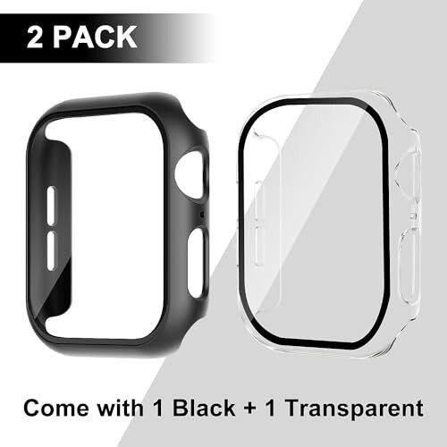 Gülümsüyor 2'li Paket Kılıf Dahili Temperli Cam Ekran Koruyucu Apple Watch Series 6/SE/Series 5/Series 4 40mm ile Uyumlu, Sert PC Kılıf Tam Koruyucu Kılıf - 1 Siyah + 1 Şeffaf - 3