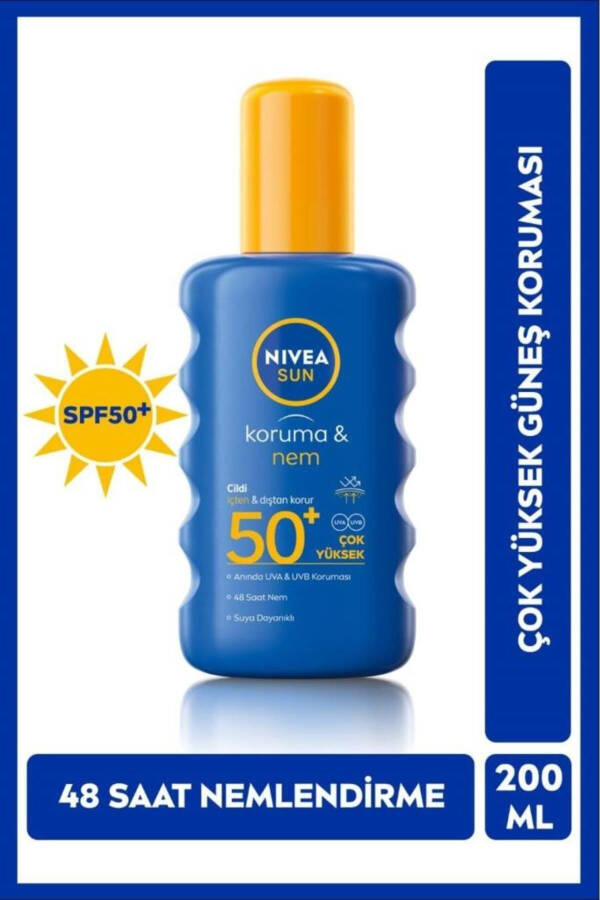 Güneş Koruyucu Ve Nemlendirici Sprey 200ml, Spf50, Suya Dayanıklı, Uva/uvb Koruması - 1