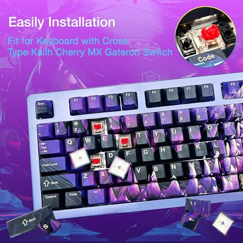 GUNMJO PBT Dye-Sublimation Shark Keycaps for Gaming Keyboard with Cherry Gateron Kailh MX Switches Mechanical Keyboard, OEM Profile 61/87/Full 104 Keys US Layout Compatible Keys with 6.25U Space Bar - 3