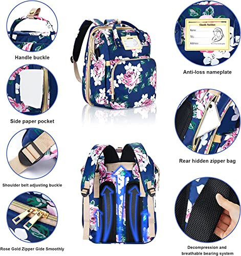 GurZinn Diaper Bag Backpack with Changing Station, Foldable for Baby Toddler, 3 in 1 Large Capacity Newborn Essentials Organizer with Stroller Hook for Girls and Boys（Blue） - 3