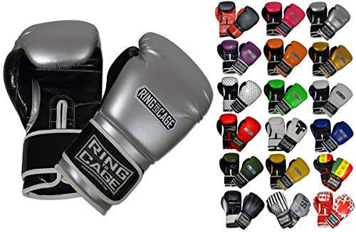 Gym Training Stand-Up Boxing Gloves (Silver/Black, Large-16oz) - 1