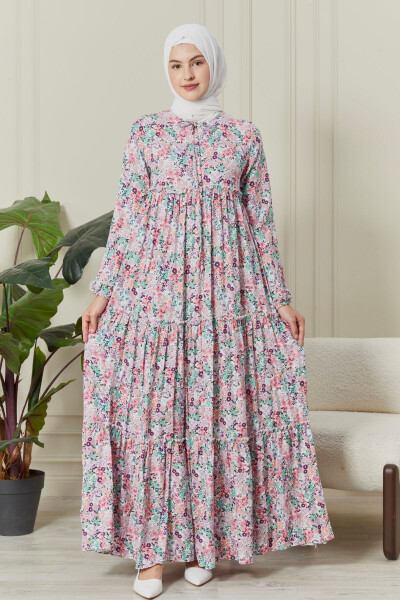 Gypsy Dress with Tiered Flower Viscose Dress Modest Dress Prayer Dress - 1