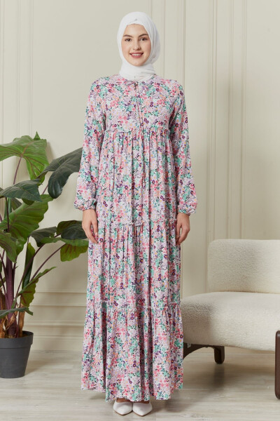 Gypsy Dress with Tiered Flower Viscose Dress Modest Dress Prayer Dress - 2