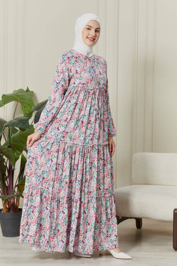 Gypsy Dress with Tiered Flower Viscose Dress Modest Dress Prayer Dress - 3