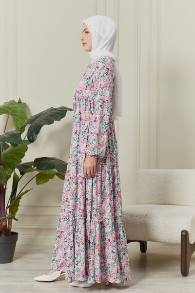 Gypsy Dress with Tiered Flower Viscose Dress Modest Dress Prayer Dress - 4