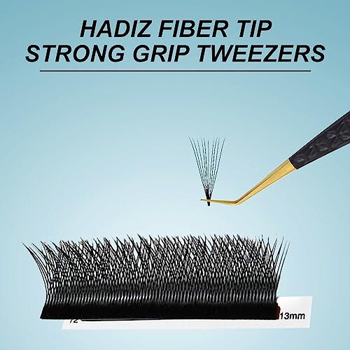 HADIZ Set of 4 Stainless Steel Diamond Grip Eyelash Extension Tweezers (Black, Unique) - 4