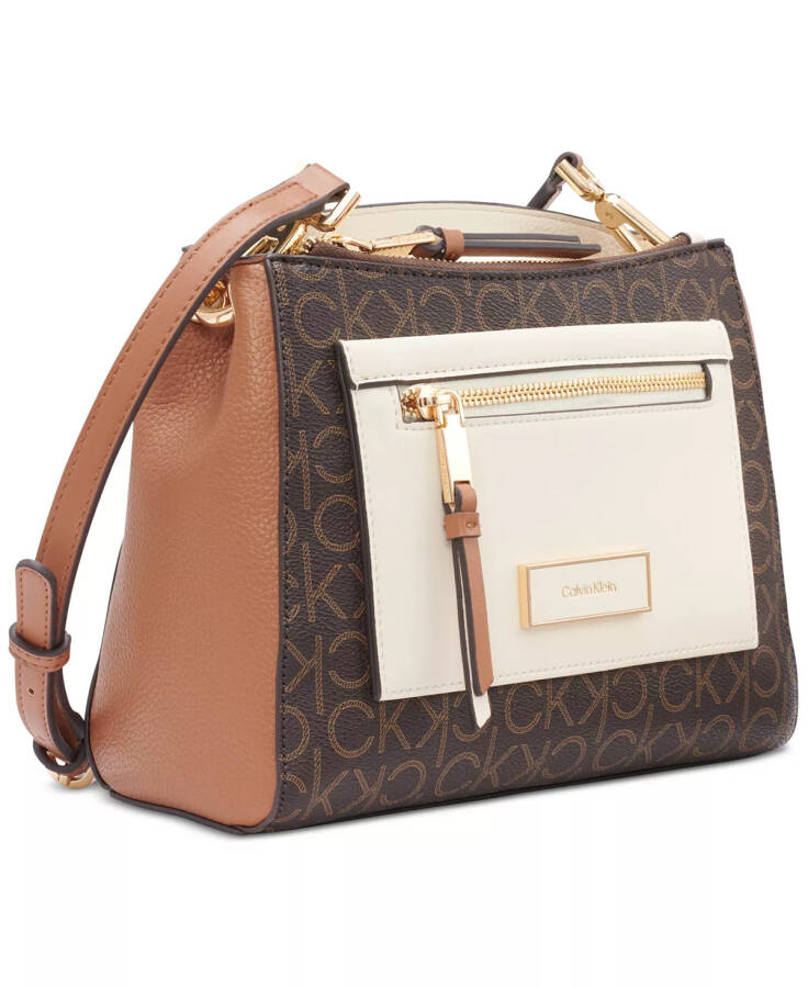 Hadley Signature Colorblocked Adjustable Crossbody Brown Khaki/Caramel/Cherub White - 3