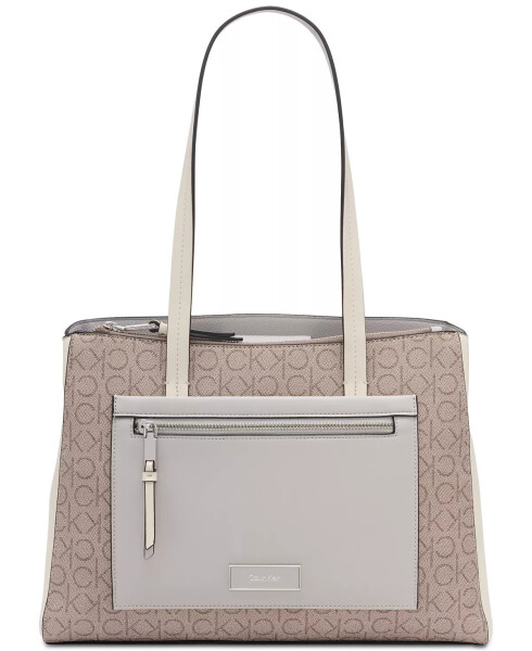 Hadley Signature Colorblocked Triple Compartment Tote Almond Taupe/Cherub White/Dove - 1