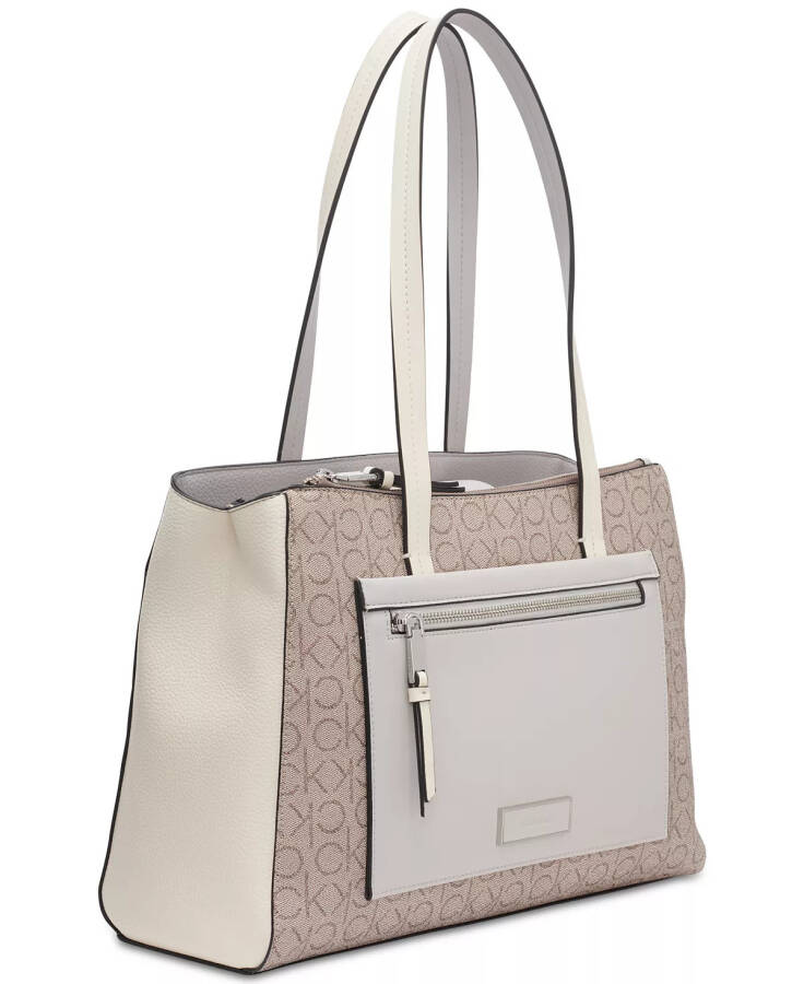 Hadley Signature Colorblocked Triple Compartment Tote Almond Taupe/Cherub White/Dove - 3