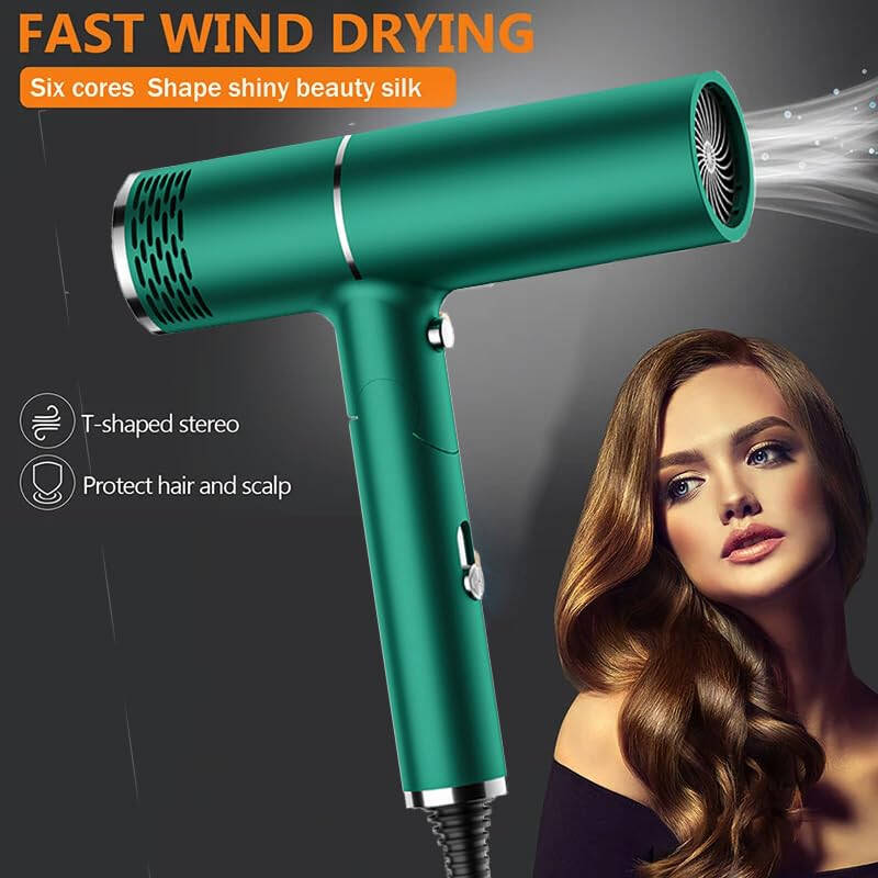 Hair Dryer, 1800W Professional Ionic Hair Dryer, Powerful Blow Dryer for Fast Drying, Compact & Folding Blow Dryer for Family, Travel, Salon Use. (Green) - 5