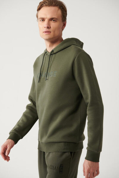 Haki Kapüşonlu Sweatshirt - 1